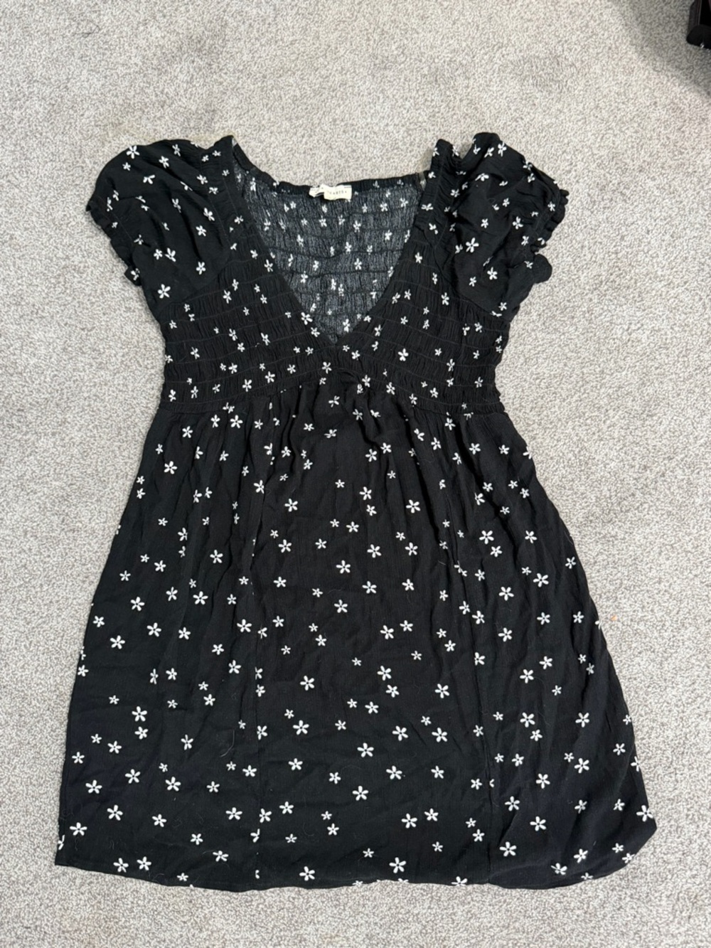 La Hearts Black Dress with White Floral Print